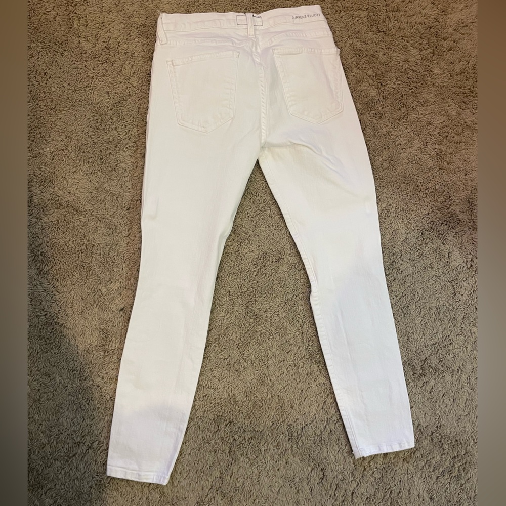 White jeans with small rip at each knee (originally purchased with rips)